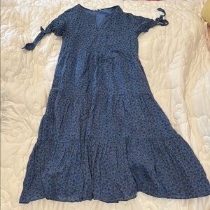 Madewell Blue Dress with Floral Accents